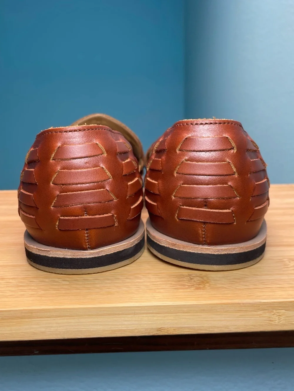 Nisolo Huarache Leather Sandals Men's 11 Brandy Brown Woven New w/ Box Dust Bag